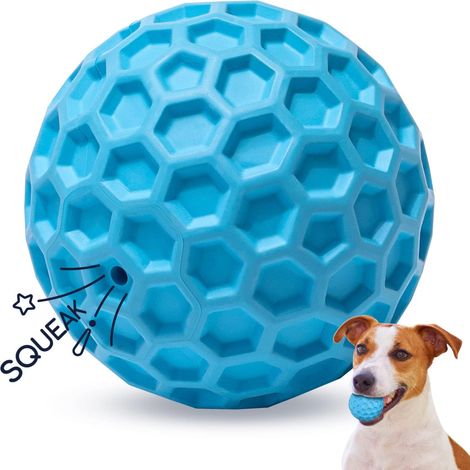 Boule jouet pour chiens indestructible avec Squeak, en caoutchouc naturel, interactif pour moyen, grand lancement à mâcher, Ø 5,5 cm (1/5)
