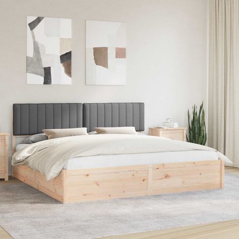vidaXL Bettgestell mit gepolstertem Kopfteil Dunkelgrau 200 x 200 cm (1/5)