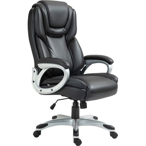 Chaise de bureau fauteuil de bureau avec fonction bascule roulettes pivotantes 360° 66 x 75,5 x 115,5-124,5 cm noir (1/5)