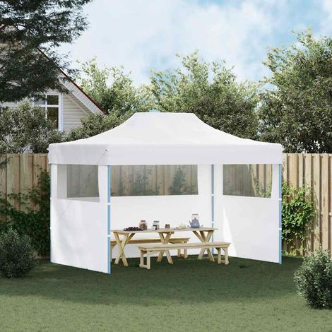 Tente de réception pliable, Pavillon, Pergola, Tente de jardin, avec 3 parois 3x4 m Acier Blanc OIB6739E (1/5)