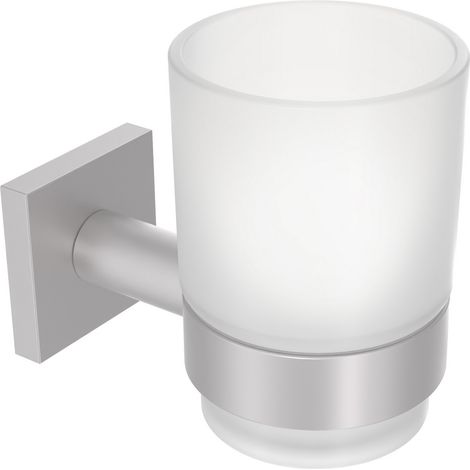 Metaform - Porta spazzolini da parete Satinato in Acciaio Inox e vetro Mod. Hotel Maison Satin