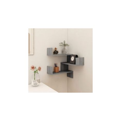 Étagère d'angle murale Sonoma gris 40x40x50 Bois d'ingénierie (1/5)