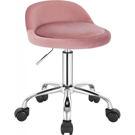 WOLTU Bürohocker mit Rollen Drehhocker höhenverstellbar Sitzhöhe 43-54,5 cm rosa