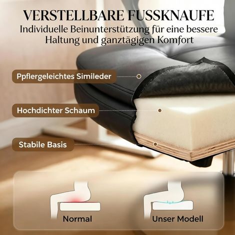 Fauteuil de bureau ergonomique avec repose-pieds et roulettes, chaise de travail pivotante confortable, siège de bureau à roues pour poste de travail (lot de 1 chaise) (1/5)