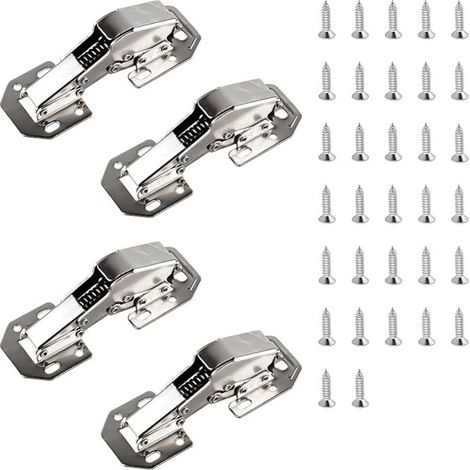 4 x Cabinet Hinges - 113×43mm (5inch) - Heavy Duty Cabinet Door Soft Close Screw-in Hinge with Spring 90° Cabinet Furniture Hinge - with 32pcs Screws with Hydraulic Damping for Cabinet (1/5)