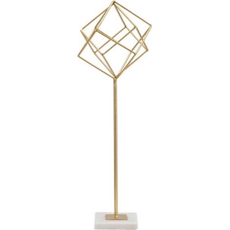 Cubo decorativo in ferro color oro con base per decorazioni ambienti -53 cm (1/5)