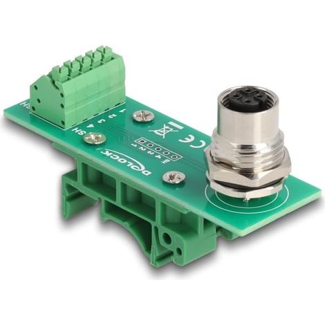 Accessoire de connexion Delock m12 transfer module 4 à 5 broches montage rail DIN