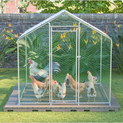 Verzinkter Hühnerstall 2 x 2 x 2 m mit PE-Dach und Schloss (1/2)