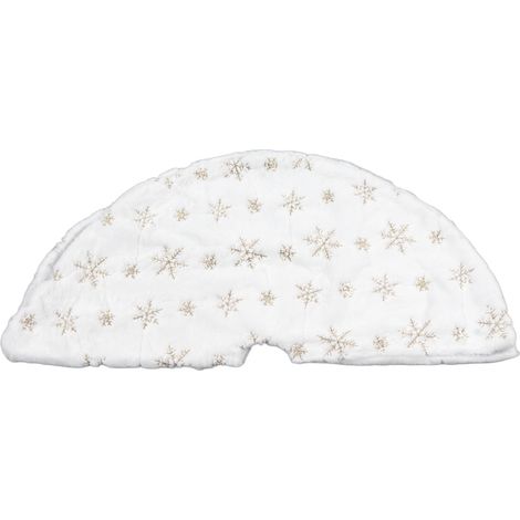 Jupon de Sapin de Noël 90 cm Blanc, Cercle Doux et Confortable, Support Doré pour Décoration de Noël (1/5)
