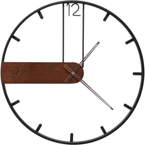 Horloge Murale Quartz Antique 43cm 3D Bois Metal Design Moderne Cadre métal (1/4)