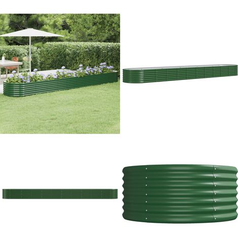 vidaXL Hochbeet Pulverbeschichteter Stahl 440x80x36 cm Grün (1/5)