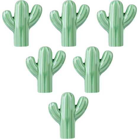 Poignée de tiroir moderne, poignée de porte de placard, poignée de meuble de chambre, poignée de meuble de cuisine, poignée en céramique, poignées de tiroir en forme de cactus, lot de 6, quincaillerie