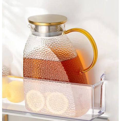 Carafe/pichet en verre avec couvercle en acier inoxydable, étanche, 1,8 L (1/5)
