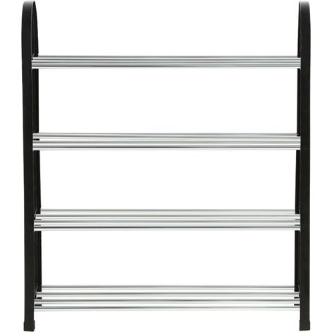tagère à chaussures sur pied en plastique et aluminium étagère de rangement pour chaussures organisateur de maison à 4 niveaux (1/5)