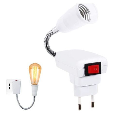 Pair - Douille E27 avec interrupteur sans fil – Réglable 360° – Support pour ampoules LED jusqu'à 100W – Prise EU (1/5)