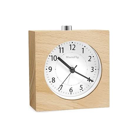 Analoger Wecker ohne Ticken, Holzdesign mit Schlummerfunktion, batteriebetrieben und strahlungsfrei, Tischwecker mit Nachtlicht für Schlafzimmer, Kinderzimmer und Büro. (1/5)