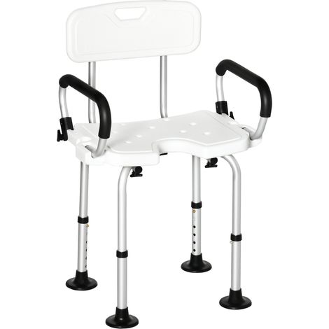 Taburete de ducha antideslizante altura ajustable apoyabrazos regulable carga 136kg (1/5)