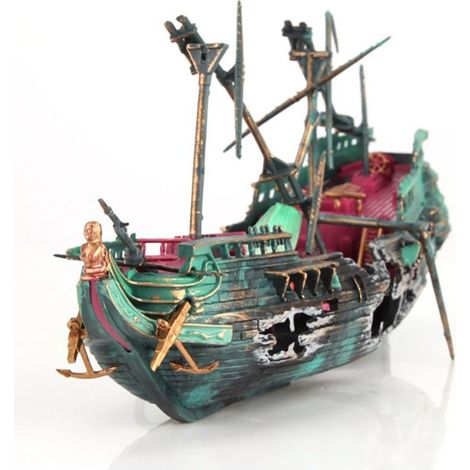 Dekoratives Set aus Schiffswracks aus Kunstharz für Aquarien, Schiffsornament-Zubehör für die aquatische Umgebung, Fischdekorationsset. (1/5)
