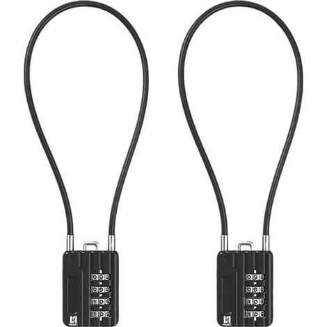Lot de 200 cadenas flexibles à combinaison à 4 chiffres, 30 cm de long, câble de 3 mm de diamètre pour couvercle de poubelle, casier, cabient, bagages, valise, pistolet, boîte à outils, casque (1/5)