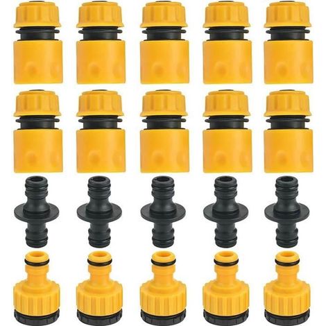 20 Pcs Connecteur Rapide en PP Raccord Rapide Arrosage-10 Pcs Raccord à Embout 1/2+5 Pcs Connecteur Bidirectionnel+5 Pcs Connecteur (1/4)