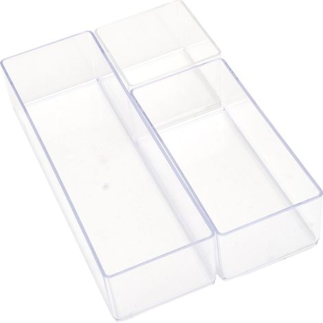 Lot de 3 Organisateurs de Tiroir "Cosmétique" 22cm Transparent (1/5)