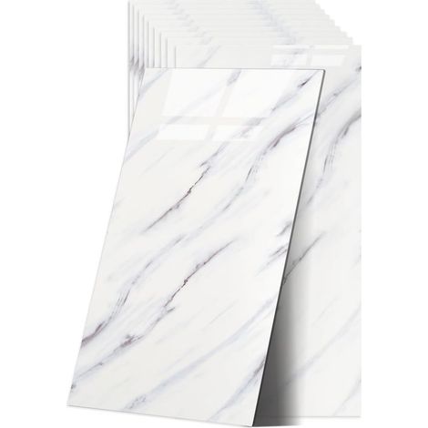 Lot de 10 autocollants pour carrelage mural marbré 60 x 30 cm Étanche Pour cuisine et salle de bain (1/5)
