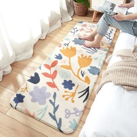 Tapis De Sol - Rectangulaire - Antiderapant - Laine D'agneau Et Polyester - 40x120 Cm