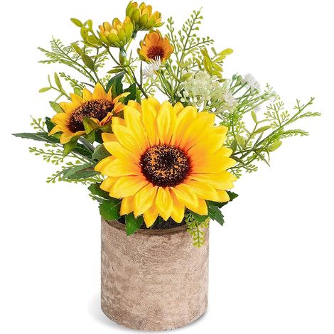 Pot de fleurs artificielles tournesol, décoration tournesol, fausse fleur jaune en pot, pour la maison, la salle de bain et la cuisine-AquaForge (1/5)