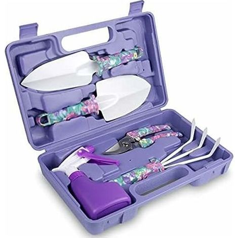 Outils de Jardin, 5-en-1 Outils de Jardinage pour Femme avec étui de Transport, Travaux de Jardinage Robustes avec Poignée Ergonomique, Cadeau de Jardinage pour Les Parents (1/5)