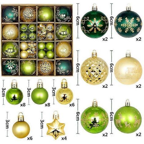 Nouveaux ornements de sapin de Noël, ensemble de 44 boules de Noël colorées et incassables à suspendre. (1/5)