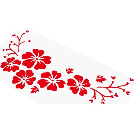 Autocollant Floral Vinyle pour Carrosserie Voiture 40 CM Rouge Autocollants Décoratifs Fleurs Hibiscus Résistants aux Intempéries Protection Rayures Pare-Chocs et Capot pour (1/5)