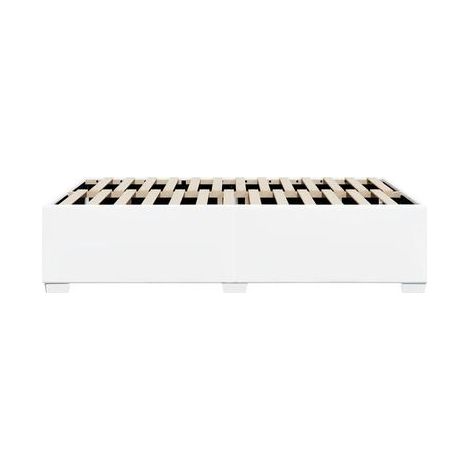 Cadre de lit en similicuir blanc sans matelas, meuble de chambre, design contemporain, montage facile (1/5)