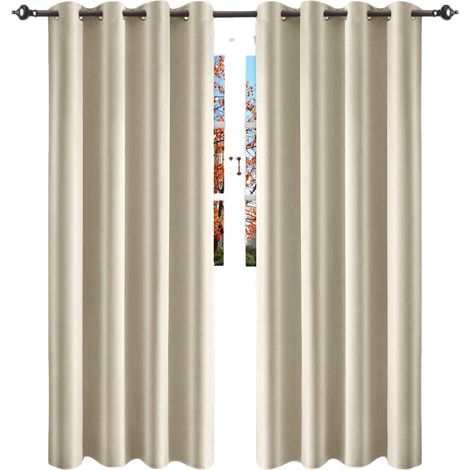 Rideaux occultants, idéaux pour la chambre, à œillets, isolants thermiques et phoniques, pour le salon (lot de 2), dimensions : 132 x 160 cm (largeur x longueur).
