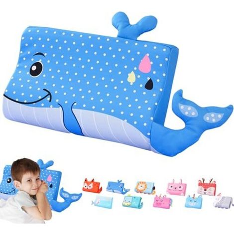 Children's pillow for ages 3 to 6 years with pillowcase, baby pillow, kawaii animal pattern, ergonomic, breathable and soft on the skin, washable from 3 years old.