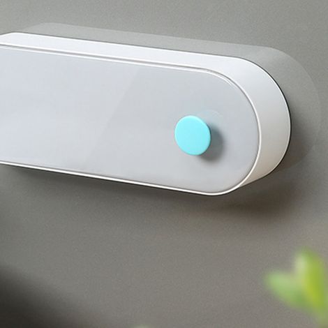 Porte-savon mural double compartiment sans perçage, gris nordique, long 29,5 cm, avec couvercle et égouttoir, idéal pour salle de bain sans accumulation d'eau, étagère de rangement. (1/3)