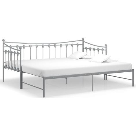 Maison Exclusive - Ausziehsofa Bettgestell Grau Metall 90x200 cm