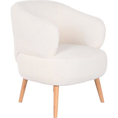 Butaca Poliester Madera 70X70X80 Borreguito Blanco (1/5)