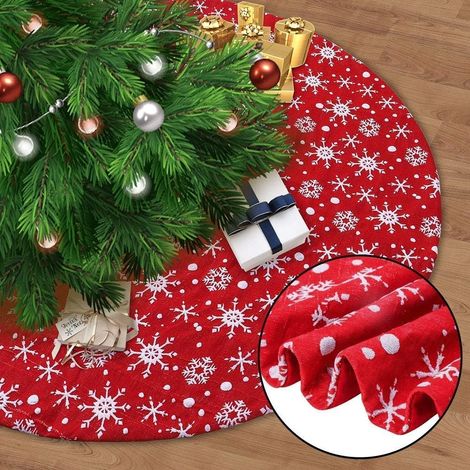 Tapis de sapin de Noël double traditionnel de 122 cm (48 pouces) avec flocons de neige (1/5)