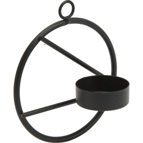 Porte-bougie Métal Noir Design Contemporain - Décoration Murale Minimaliste Cadeau Élégant (1/5)