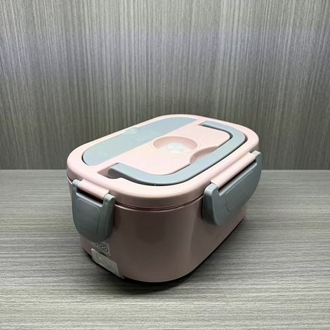 Chauffe-repas 1.5L double voltage 12V/110V/220V rose, utilisation en voiture ou à la maison, inclut couverts et sac isotherme (1/5)