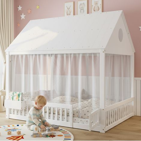 letto struttura 140x200 con vano tende bianche HAVRYA (1/5)