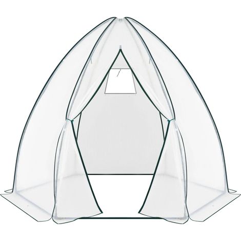 Invernadero tipi para jardín de acero y PE blanco 240 x 200 x 240 cm (1/5)