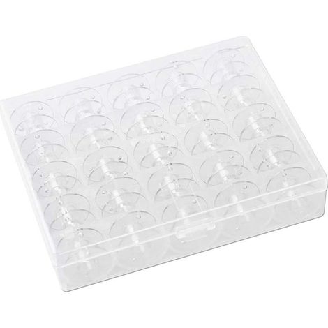 50 bobine per macchina da cucire (Φ20,4 x 11,4 mm) Bobine in plastica con scatola portaoggetti (trasparente) per bobine Singer Janome Brother Elna - 2 scatole