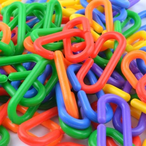 100 pcs Plastique C-Clips Crochets Chaîne Liens C-Links Rat Parrot Bird Cage Jouet (1/5)