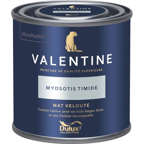 Dulux Valentine Peinture intérieure de haute qualité - Valentine - Couleur intense & pouvoir couvrant élevé - Mat Velouté Myosotis Timide 0,125 L