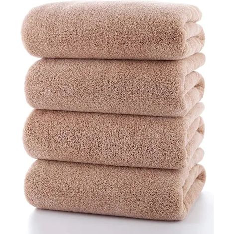 Lot de 4 serviettes de bain ultra douces, absorbantes, légères, à séchage rapide et résistantes, idéales pour la salle de sport. (1/5)