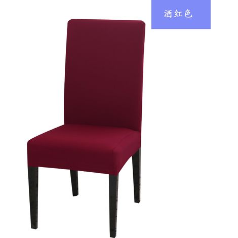 Housse de chaise élastique pour chaise de salle à manger, housse pour chaise siamoise, couleur unie, housse simple pour la maison, housse pour chaise d'hôtel, housse de chaise rouge vin (1/5)