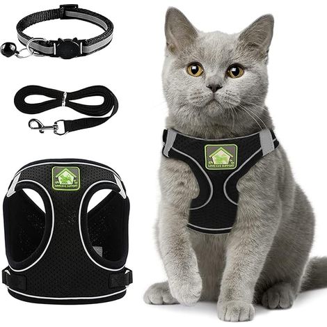 Cat Harness S Mesh Cat Harness Collar and Leashes Black (1/3)