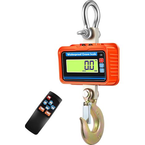 3-tonne (3000 kg) Smart Crane Scale - Made with aircraft-grade aluminum alloy - Digital hook - Rechargeable model, orange