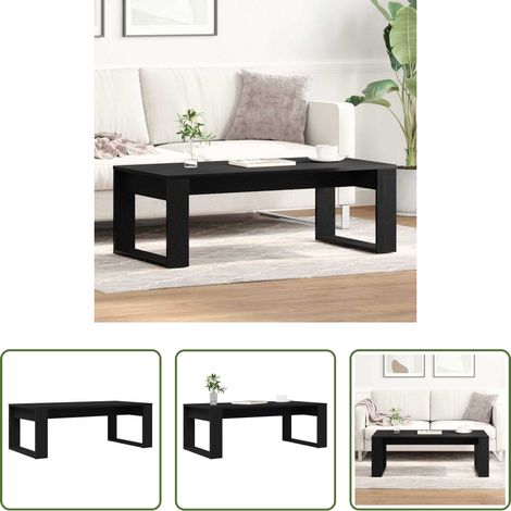 Holzwerkstoff - Couchtisch Schwarz Eichen-Optik 102 x 50 x 35 cm Holzwerkstoff (1/5)